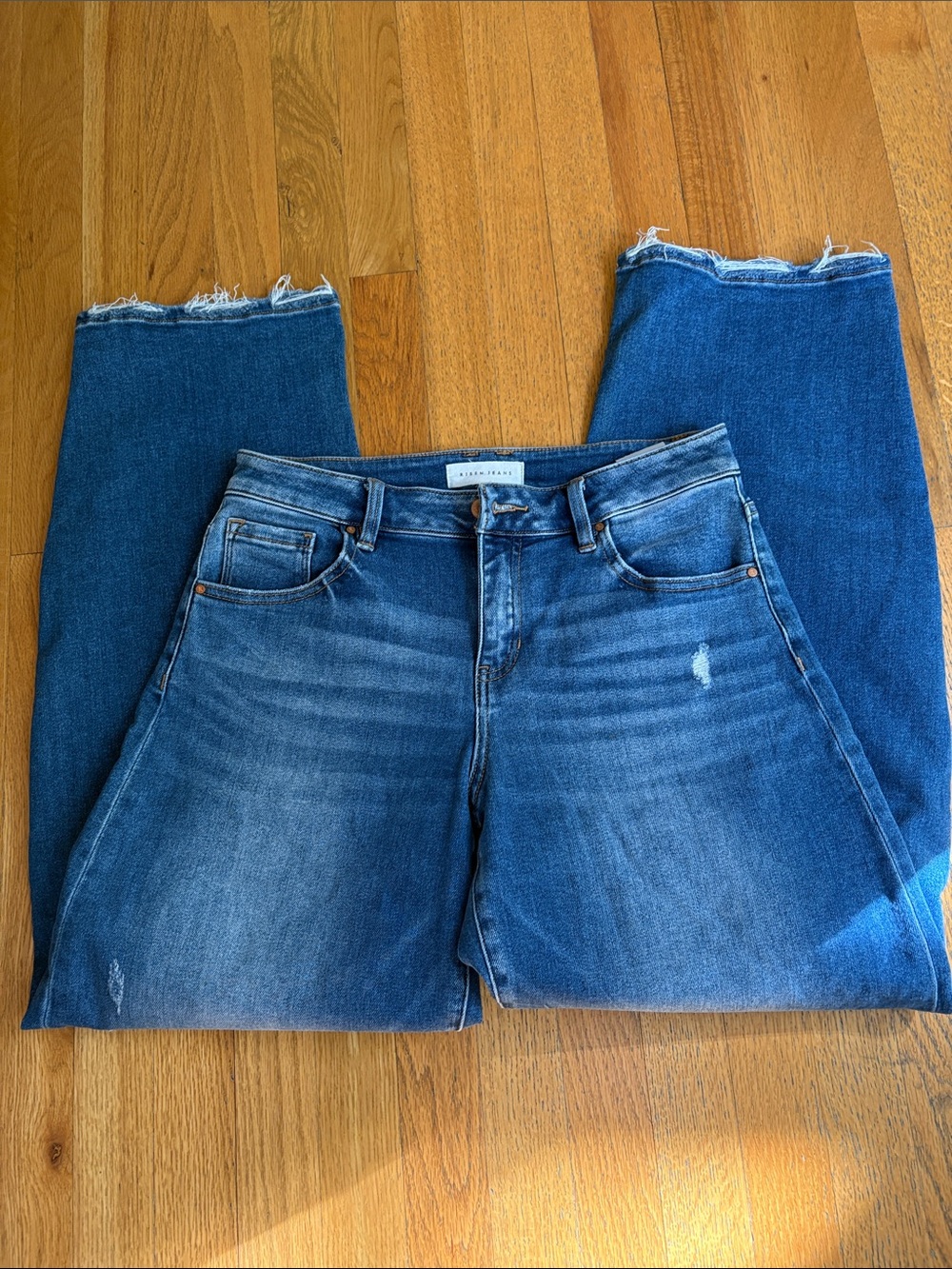 Risen Juliet Mid Rise barrel double roll up jeans